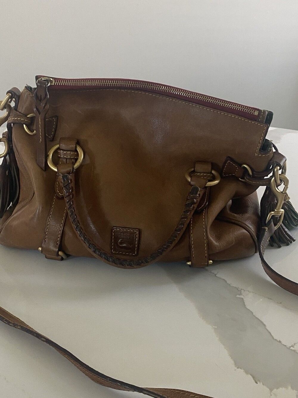 Dooney & Bourke Medium Florentine Satchel In Brown AS IS